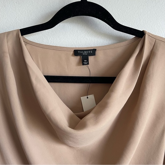 Talbots Petites cowl neck long sleeve blouse women’s size 8 tan shirt petite top - Picture 5 of 10